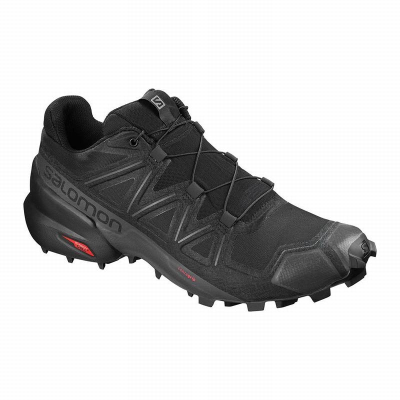 Salomon Israel SPEEDCROSS 5 - Mens Trail Running Shoes - Black (ECUO-83264)